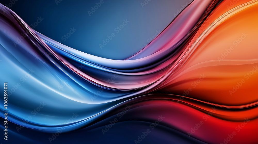 Leinwandbilder Dynamic abstract background with flowing blue and red waves, creating sense of movement and energy. smooth curves and vibrant colors evoke modern and futuristic feel