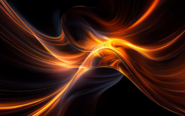 Abstract Orange Light Trails on Black Background for Digital Art Projects