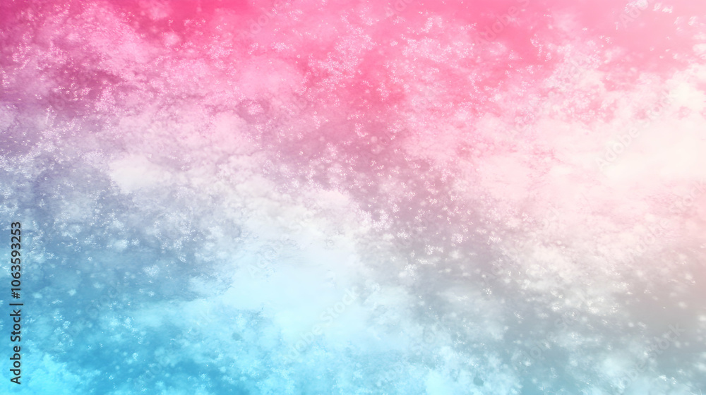 Poster abstract colorful background with pink and blue gradient and white noise texture.