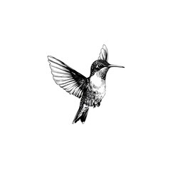 Fototapeta premium Hand-drawn illustration of a hummingbird in flight.