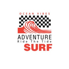 Ocean Vibes Adventure Surf vector graphic typography design