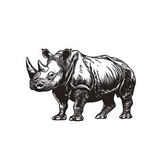 Fototapeta premium Hand-drawn illustration of a rhino.