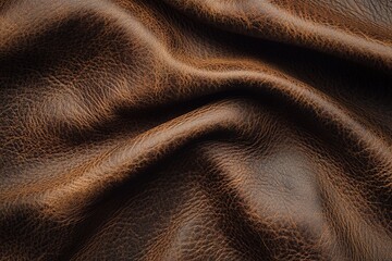 Fototapeta premium A brown leather background texture with a soft, natural grain and texture