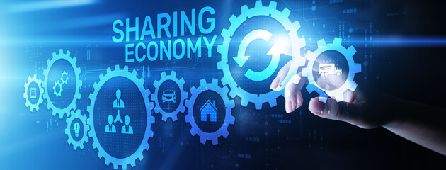 Sharing economy rental rent business innovation technology concept.