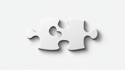 Obraz premium Connecting the Dots: Two interlocking puzzle pieces symbolize connection, collaboration, and problem-solving. A clean, minimalist design perfect for presentations and websites. 