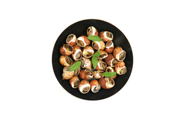 Roasted Sweet shellfish in pan on whit background. Fresh seafood.