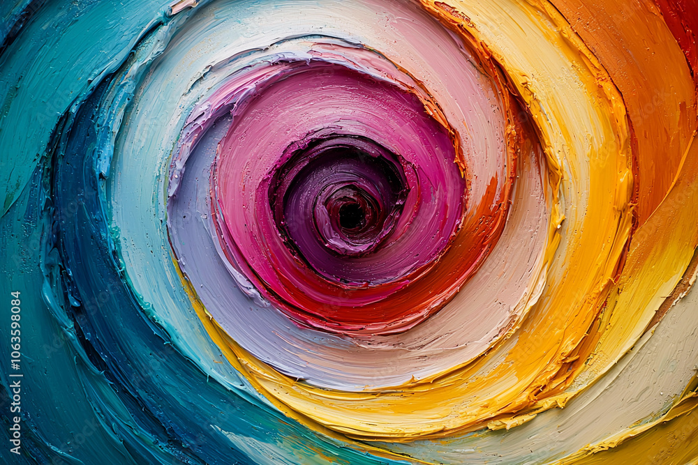 Poster colorful paint swirl on canvas forms dynamic art