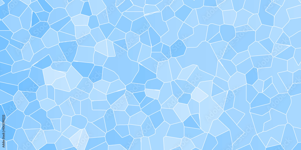 Poster abstract blue broken stained glass background design with white line. geometric polygonal background