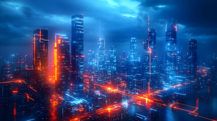 Fototapeta premium Cyberpunk Cityscape 3D Illustration
