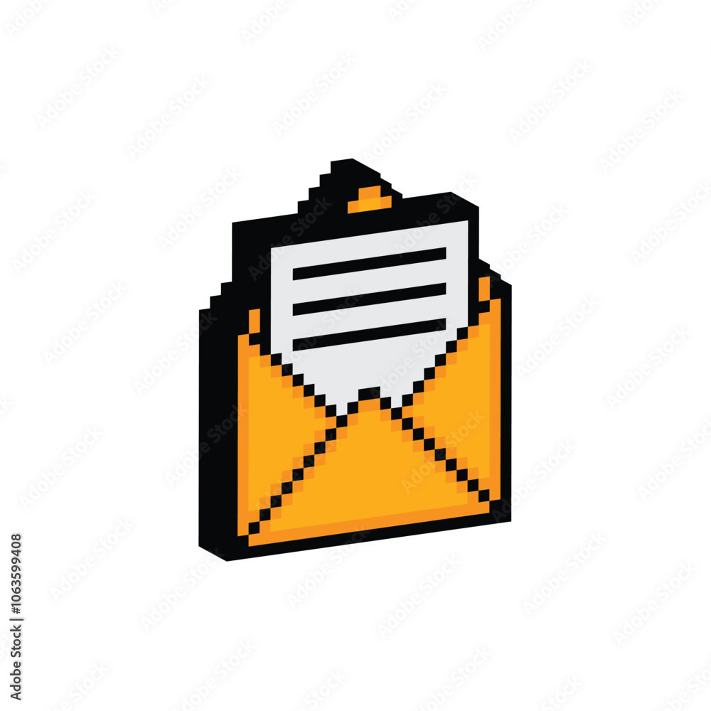 Poster isometric pixel art fire extinguishe vector game 8 bit icon vector game envelope logo