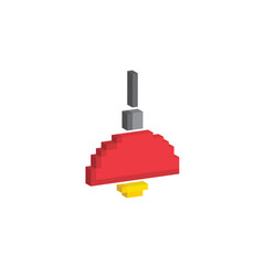 Obraz premium isometric Lamp icon 8 bit, pixel art attention sign ceiling lamp icon for game logo.