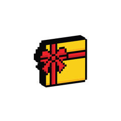 isometric pixel gift icon. gift box sign pixel art icon vector 8 bit game