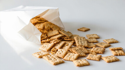 Biscuits cracker in a white bag.