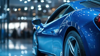 Stunning Blue Sports Car in Modern Showcase