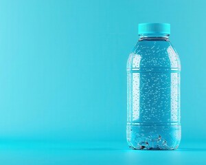 Icy sports drink bottle with blue accents, sugarfree focus, 3D illustration