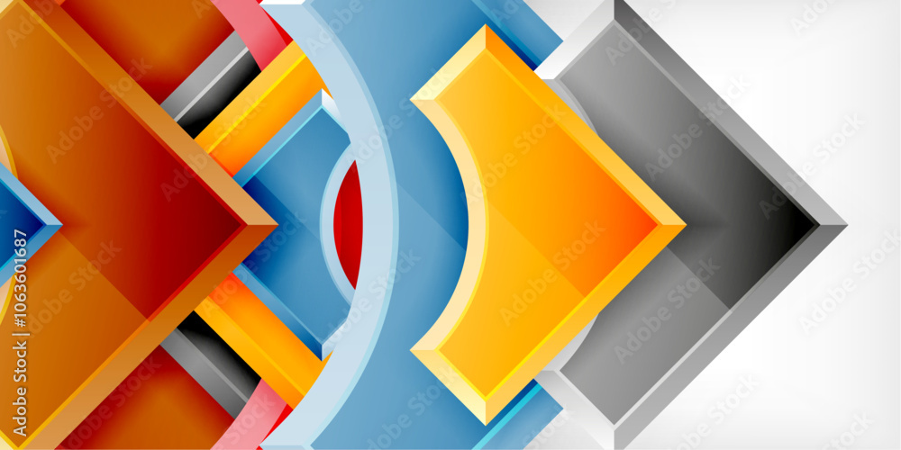 Poster Geometric design abstract background - circles and triangles
