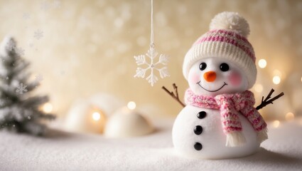 Adorable Snowman in a Vibrant Winter Setting