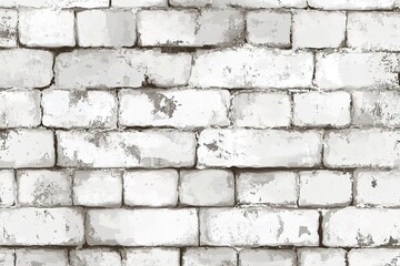 Obraz premium A white brick wall texture background with distressed, aged edges and a weathered effect