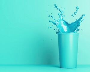 Energetic splash of sugarfree sports drink, blue lightning theme, 3D illustration