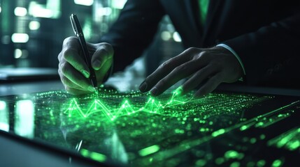 The Hands with Digital Data