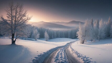 Fototapeta premium 4K Winter Background Wallpaper, Mobile Phone Wallpaper