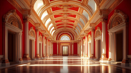 Obraz premium Golden Hallway 3D Illustration