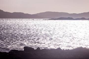 Dusk over a sheltered sea bay at Luderitz in Namibia.