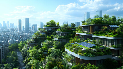 Fototapeta premium Green Cityscape: 3D Illustration of Sustainable Living