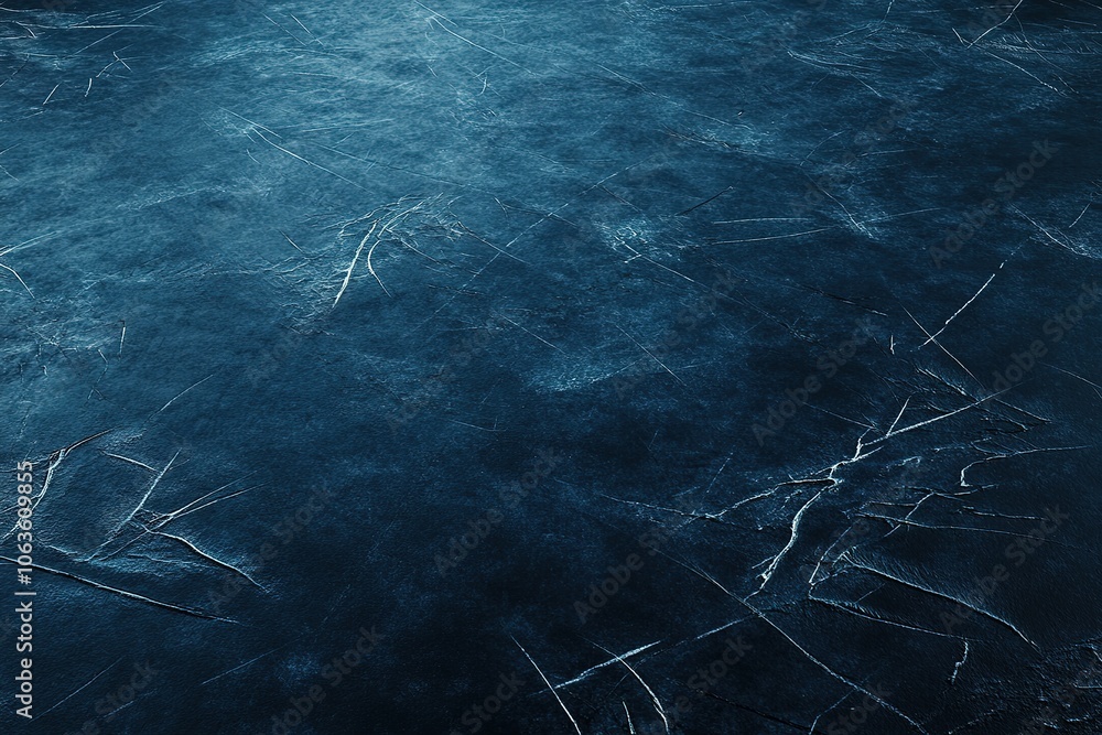 Poster a background of an ice skating rink with a frozen blue surface, featuring visible lines and cracks