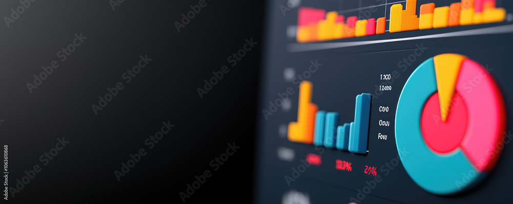 Poster dynamic digital dashboard showcasing essential economic indicators, illustrating the effects of poli