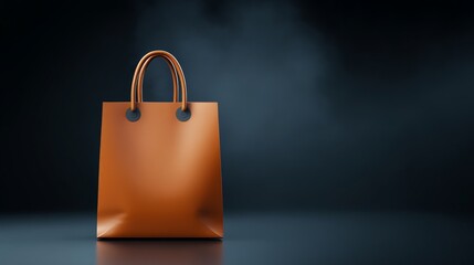 Luxury Tan Shopping Bag: A stylish tan shopping bag stands alone against a dark background. The bag is simple, elegant, and perfect for showcasing your brand or product.