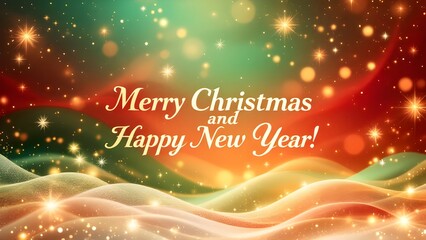 Obraz premium Merry Christmas and Happy New Year: Red and Green Festive Background