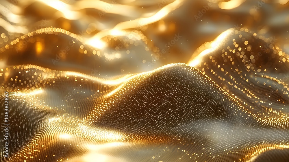 Poster elegant flow of golden textures and waves