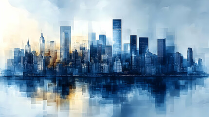 Abstract Skyline Illustration - Cityscape Painting