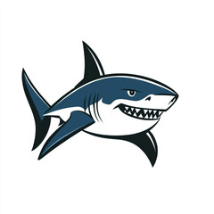 A cartoon shark with its mouth open and teeth showing. 