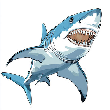recommend clip art: A cartoon shark with its mouth open and teeth showing. 