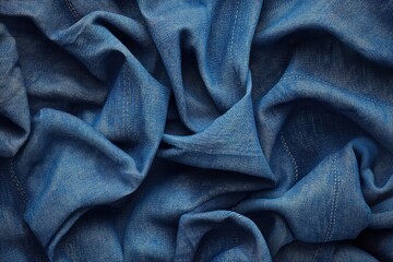 Blue jeans texture background, close-up. illustration of blue jeans fabric background
