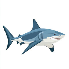 Naklejka premium A cartoon shark with its mouth open and teeth showing. 