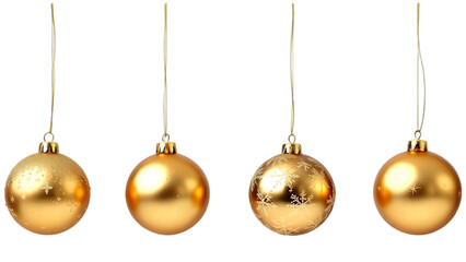 Gold Christmas Ornaments Hanging PNG