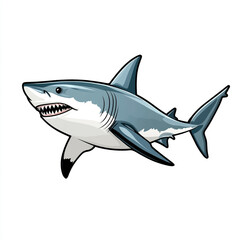 Obraz premium A cartoon shark with its mouth open and teeth showing. 