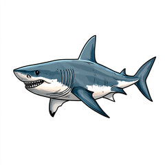 Obraz premium A cartoon shark with its mouth open and teeth showing. 