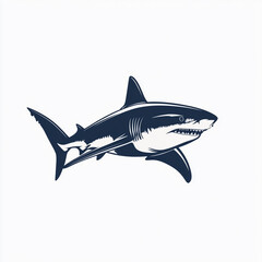 Fototapeta premium A cartoon shark with its mouth open and teeth showing. 