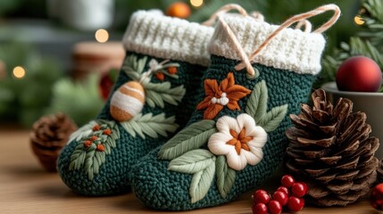 Handmade Christmas Stockings with Unique Hand-Sewn Designs Add a Personal Touch to Your Holiday Decor with Beautiful, Artistic Embroidery Create Warmth and Tradition with These DIY Stocking Projects