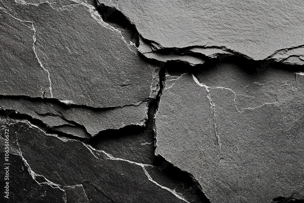 Poster black background with a texture of rough slate stone surface, top view. black paper for design and d
