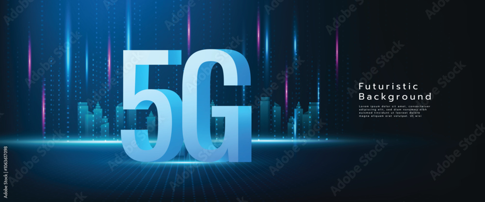 Poster 5g network technology.internet technology, communication network, connection data concept. .futurist
