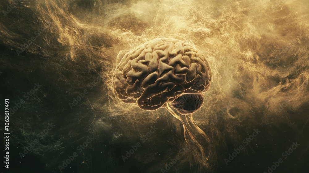 Poster abstract representation of a human brain in surreal setting