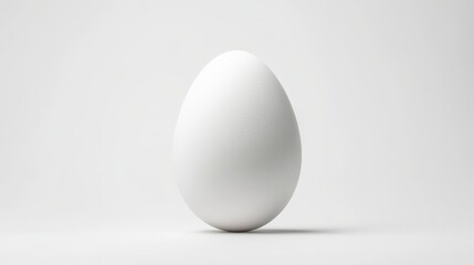 A Single White Egg: A pristine white egg stands on a seamless white backdrop, symbolizing purity, new beginnings, and potential. Its smooth, oval shape evokes a sense of simplicity and elegance.  