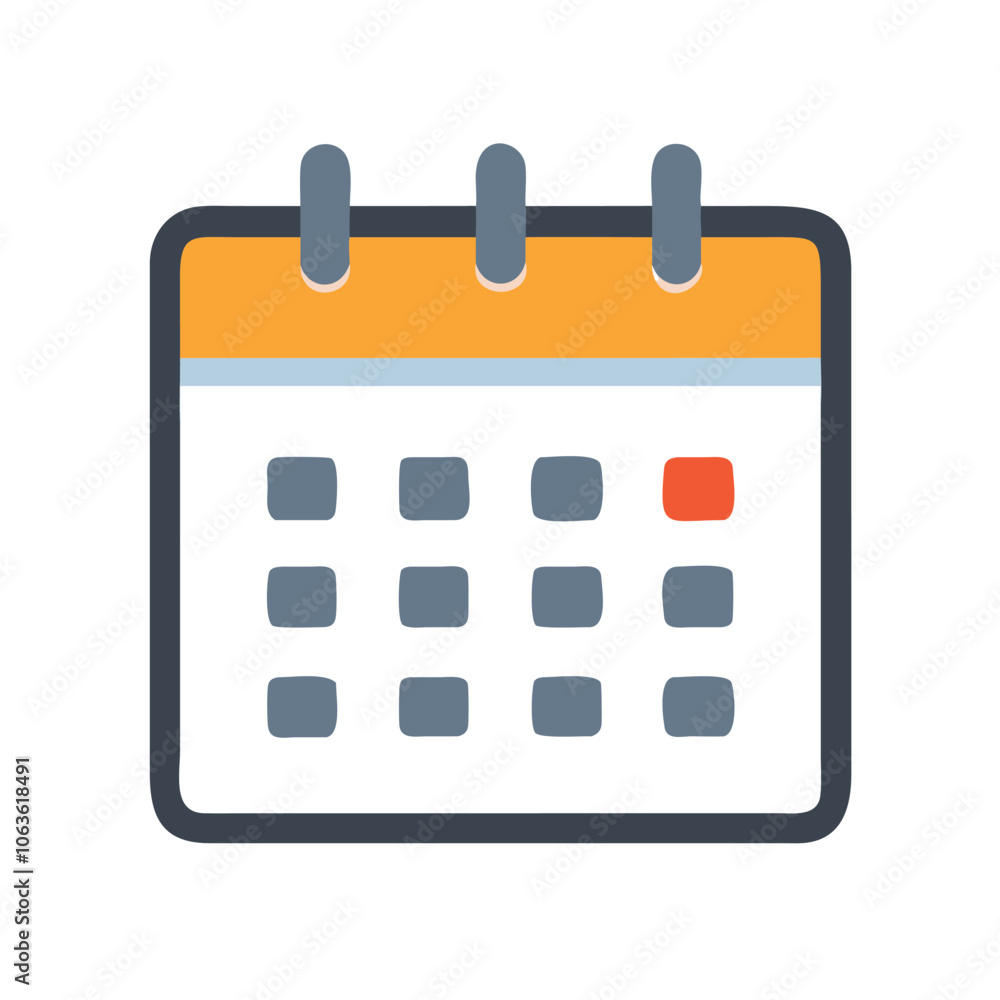 Poster graphic illustration of a calendar with a highlighted day, symbolizing scheduling, planning, and eve