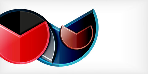 Glass reflective geometric round shapes background. Vector Illustration For Wallpaper, Banner, Background, Card, Book Illustration, landing page