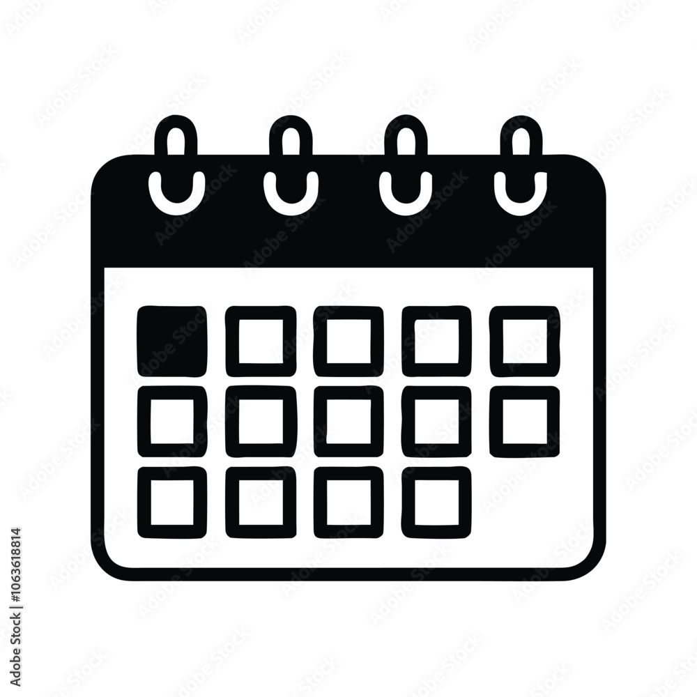 Poster graphic illustration of a calendar with a highlighted day, symbolizing scheduling, planning, and eve